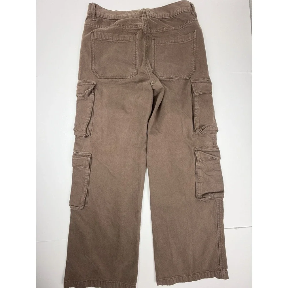 PacSun Womens 27 Brown Utility Cargo Pants Wide Leg Baggy Y2K Streetwear 90s - Picture 6 of 10
